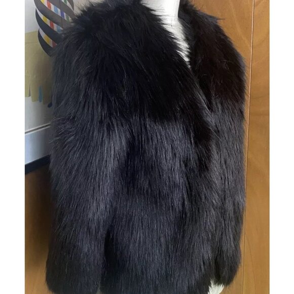 LOVERS + FRIENDS black Adora Faux Fur Jacket XS coat Rocker 0 2 4 - Picture 7 of 10